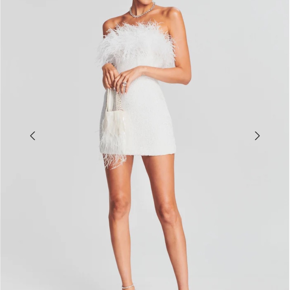 TORIN SEQUIN FEATHER WHITE DRESS Retrofete mini dress